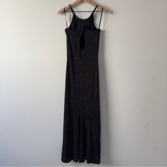 Vintage Scott McClintock Colorful Glitter Maxi Dress party spaghetti strap black - Picture 2 of 9